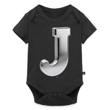 Chrome ,, J " Metallic - Baby Premium Kurzarmbody - Schwarz - Vorne