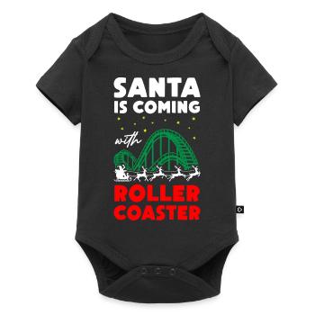 Le Père Noël arrive avec des montagnes russes - Body à manches courtes Premium Bébé - noir - Devant