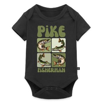 Pike Fisherman – Vintage Pike Fish Art - Baby Premium short-sleeve bodysuit - black - Front