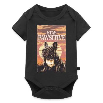 Französische Bulldogge Stay Pawsitive - Baby Premium Kurzarmbody - Schwarz - Vorne