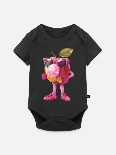 Apfel - Baby Premium Kurzarmbody - Schwarz