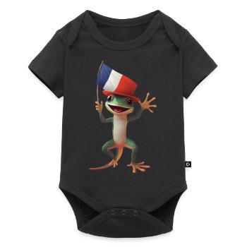 Gecko - Baby Premium Kurzarmbody - Schwarz - Vorne