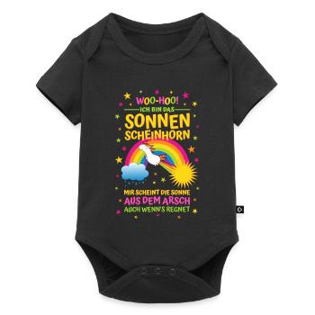 Sonnenscheinhorn - Mir scheint Sonne aus dem Arsch - Baby Premium Kurzarmbody - Schwarz - Vorne