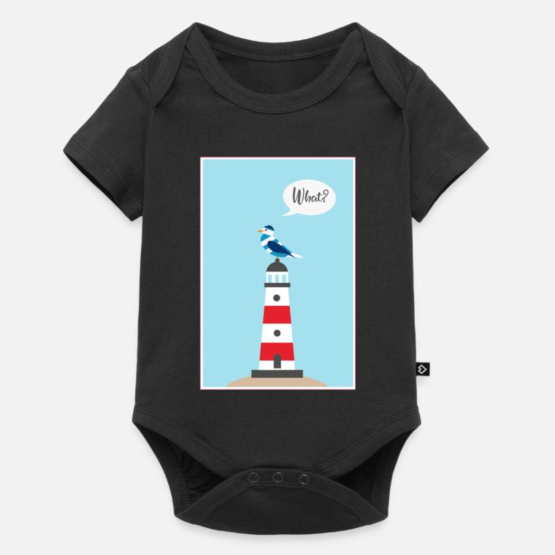 Leuchtturm - Möwe - Comic - Geschenk - Baby Premium Kurzarmbody - Schwarz