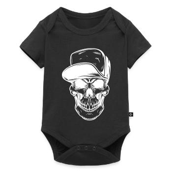 Crâne graffiti avec casquette de baseball - Body à manches courtes Premium Bébé - noir - Devant