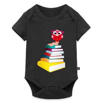 Knowledge-thirsty bookworm while reading a book - Baby Premium short-sleeve bodysuit - black - Front