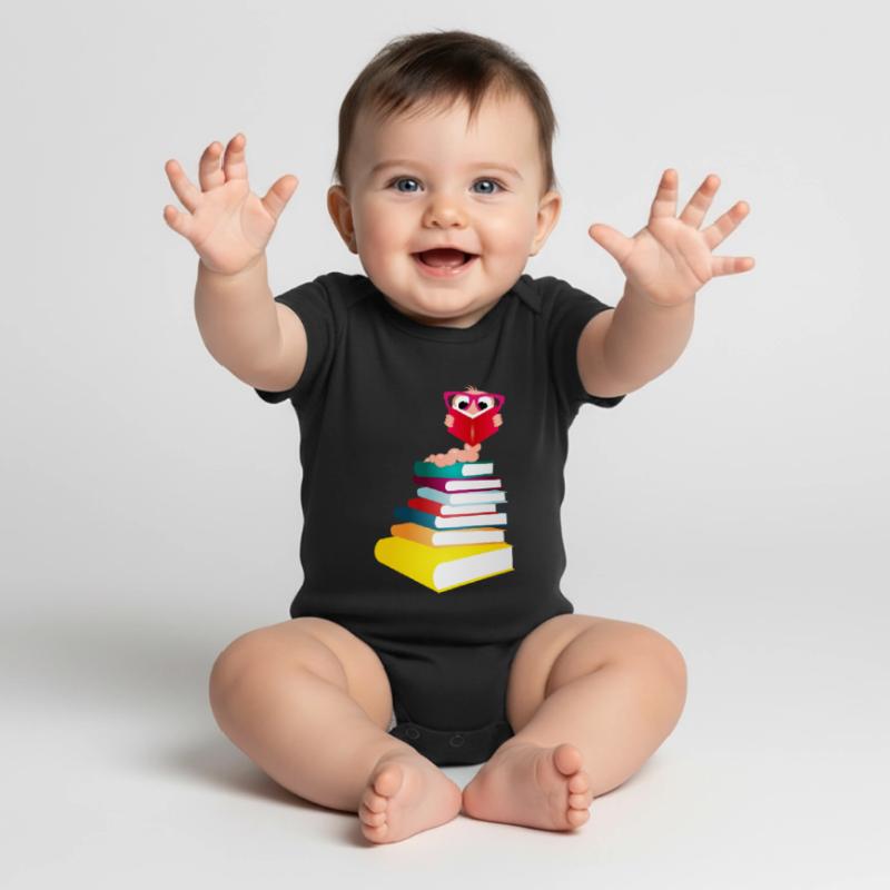 Knowledge-thirsty bookworm while reading a book Baby Premium short-sleeve bodysuit