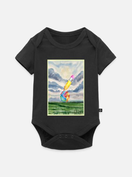 Aquarell Landschaft mit Ball - Baby Premium Kurzarmbody - Schwarz