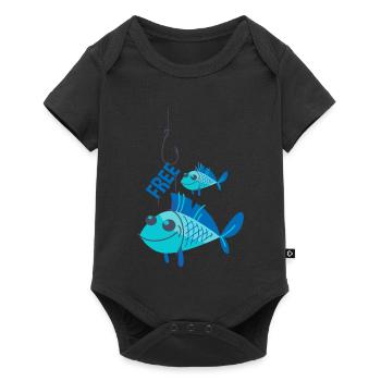 Poissons bleus en liberté - Body à manches courtes Premium Bébé - noir - Devant
