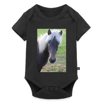 Pferd Pferdeposter - Baby Premium Kurzarmbody - Schwarz - Vorne