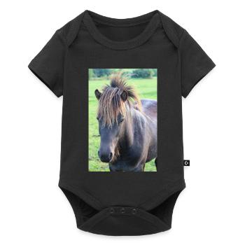 Pferd Pferdeposter - Baby Premium Kurzarmbody - Schwarz - Vorne