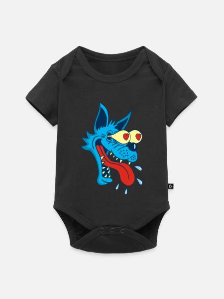 Blauer Wolf verliebt - Baby Premium Kurzarmbody - Schwarz