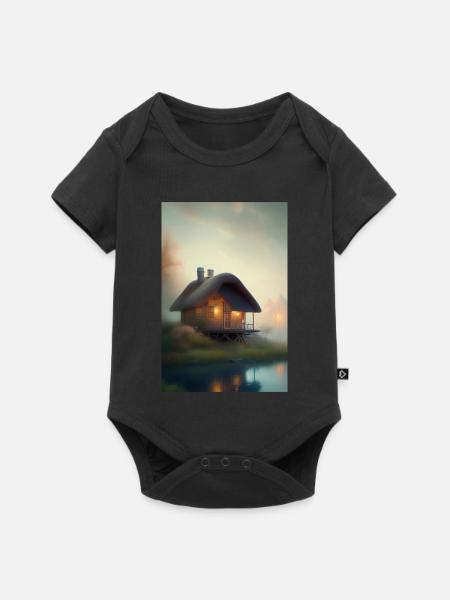 Charmante Hütte am See - Baby Premium Kurzarmbody - Schwarz