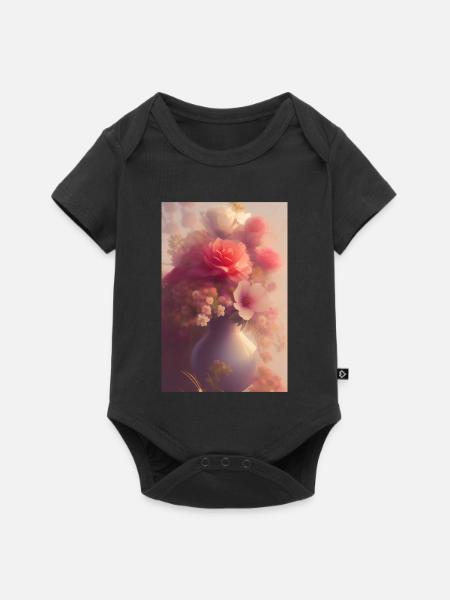 Blumen Kunst - Baby Premium Kurzarmbody - Schwarz