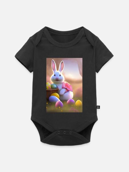 Osterhase mit Oster Eier - Baby Premium Kurzarmbody - Schwarz