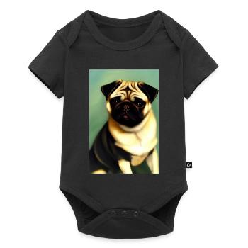 Mops Hund - Baby Premium Kurzarmbody - Schwarz - Vorne