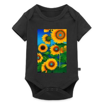 Sonnenblumen - Baby Premium Kurzarmbody - Schwarz - Vorne