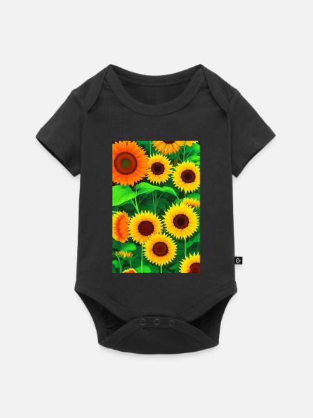 Sonnenblumen - Baby Premium Kurzarmbody - Schwarz