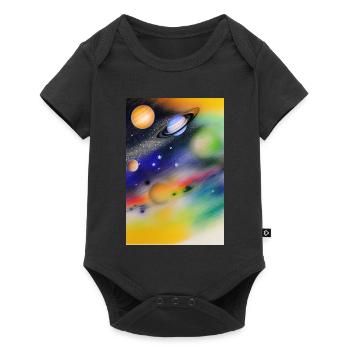 Weltall und Planeten - Baby Premium Kurzarmbody - Schwarz - Vorne