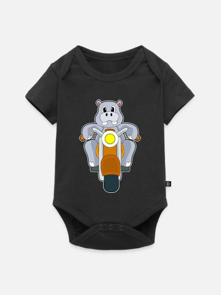 Nilpferd Motorrad - Baby Premium Kurzarmbody - Schwarz