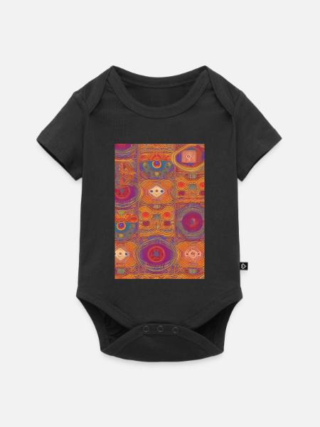 Retro Muster - Baby Premium Kurzarmbody - Schwarz