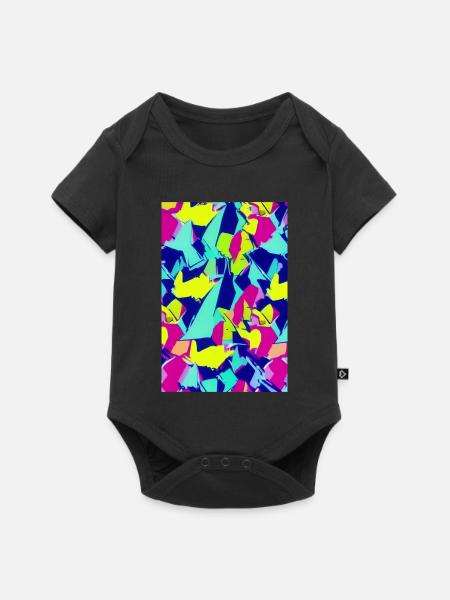 Retro Muster Bunt - Baby Premium Kurzarmbody - Schwarz
