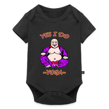 Humorous Yoga Illustration - Baby Premium short-sleeve bodysuit - black - Front