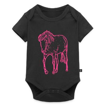 Pferd rosa pink - Baby Premium Kurzarmbody - Schwarz - Vorne