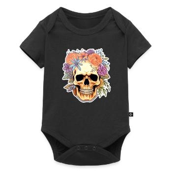 Human Skull & Flowers 15 - Baby Premium short-sleeve bodysuit - black - Front