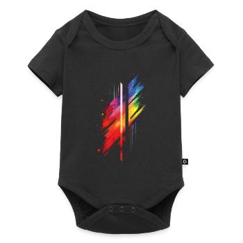 Dezentes und cooles Regenbogen-Design mit tropfender Pride-Flagge - Baby Premium Kurzarmbody - Schwarz - Vorne