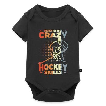 Petit joueur de hockey sur glace - Body à manches courtes Premium Bébé - noir - Devant