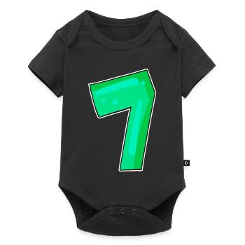 Zahl 7 Nummer Sieben - Baby Premium Kurzarmbody - Schwarz - Vorne