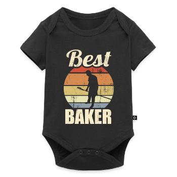 Lustiger Bäcker - Baby Premium Kurzarmbody - Schwarz - Vorne
