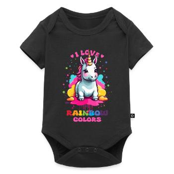 Cute Unicorn - Baby Premium short-sleeve bodysuit - black - Front