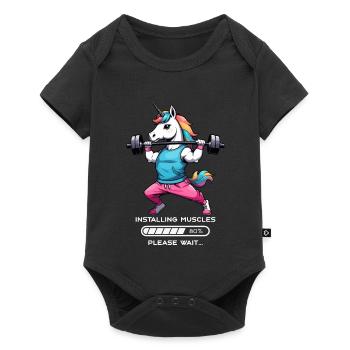 Licorne bodybuilder - Body à manches courtes Premium Bébé - noir - Devant