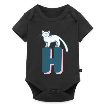 Lettre H du chat - Body à manches courtes Premium Bébé - noir - Devant