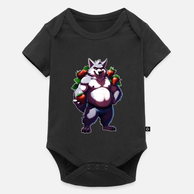 Wolf Erdbeere 1 - Baby Premium Kurzarmbody - Schwarz