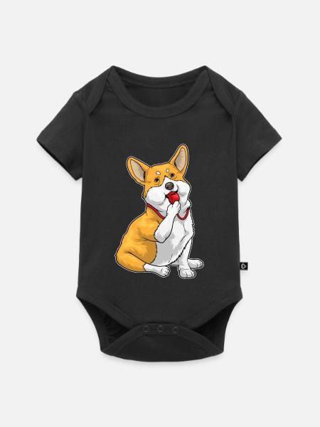 Corgi Schiedsrichter Pfeife - Baby Premium Kurzarmbody - Schwarz