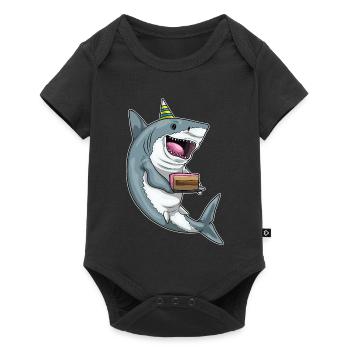 Gâteau d’anniversaire requin - Body à manches courtes Premium Bébé - noir - Devant