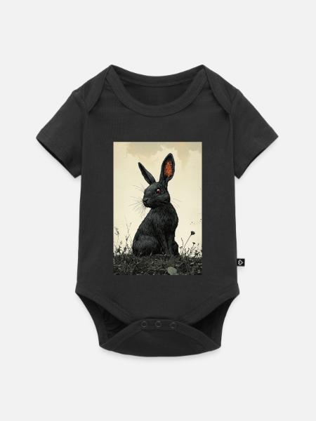 Nachtkaninchen im Nebel - Baby Premium Kurzarmbody - Schwarz