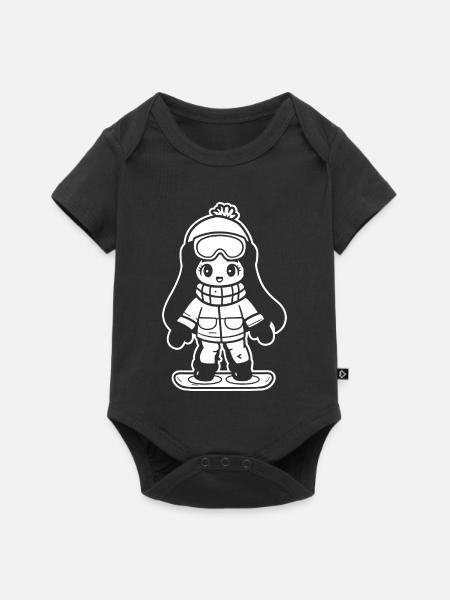 Snowboarder Mädchen - Baby Premium Kurzarmbody - Schwarz
