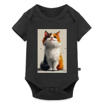 Poster Illustration de Chat mignon - Body à manches courtes Premium Bébé - noir - Devant