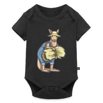 Känguru Landwirt Stroh Bauernhof - Baby Premium Kurzarmbody - Schwarz - Vorne