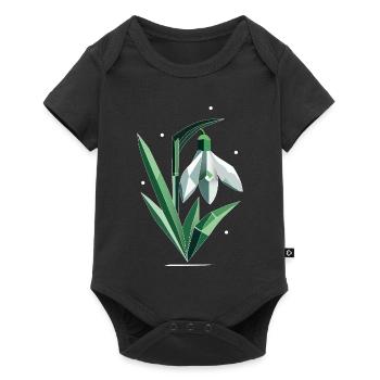 Zarte polygonale Schneeglöckchen-Illustration - Baby Premium Kurzarmbody - Schwarz - Vorne