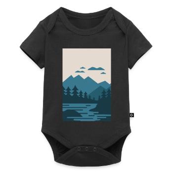 Vintage landscape with lake and mountains - Baby Premium short-sleeve bodysuit - black - Front