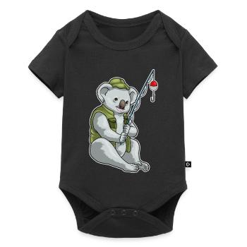 Pêche à la canne à pêche du pêcheur koala - Body à manches courtes Premium Bébé - noir - Devant