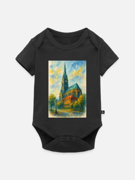 Gothische Kirche im impressionistischen Stil - Baby Premium Kurzarmbody - Schwarz