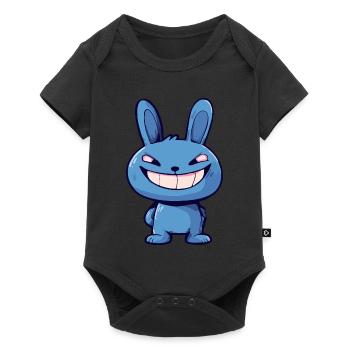 Evil Blue Bunny - Art animalier de dessin animé mignon effrayant - Body à manches courtes Premium Bébé - noir - Devant