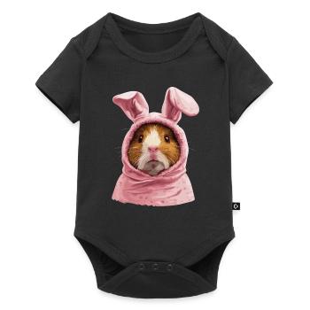 Guinea pig in Easter bunny costume - Baby Premium short-sleeve bodysuit - black - Front