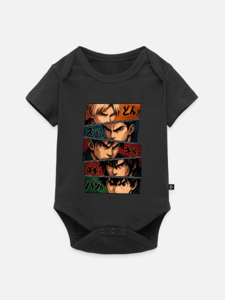 Intensive Anime-Silhouetten – Squad - Baby Premium Kurzarmbody - Schwarz